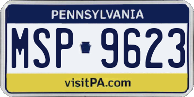 PA license plate MSP9623