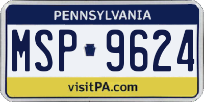 PA license plate MSP9624