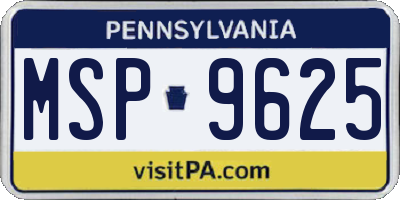 PA license plate MSP9625
