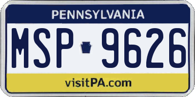 PA license plate MSP9626