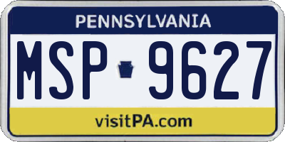 PA license plate MSP9627