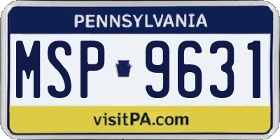 PA license plate MSP9631