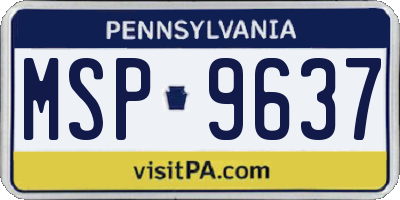 PA license plate MSP9637
