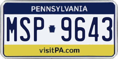 PA license plate MSP9643