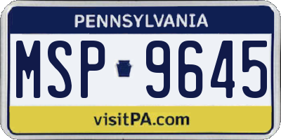 PA license plate MSP9645