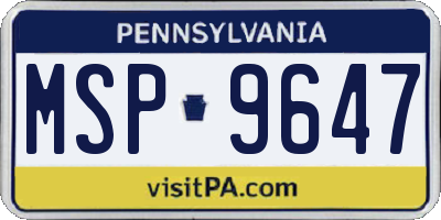 PA license plate MSP9647
