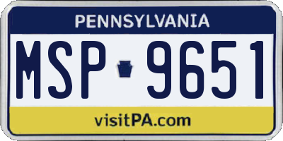 PA license plate MSP9651