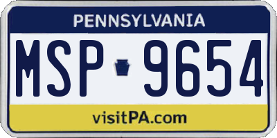 PA license plate MSP9654