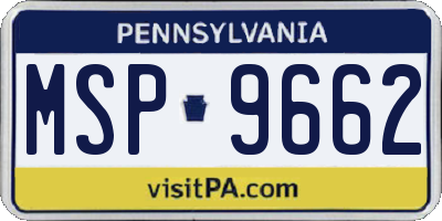 PA license plate MSP9662