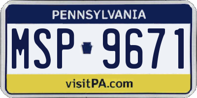 PA license plate MSP9671