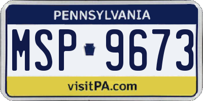 PA license plate MSP9673