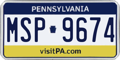 PA license plate MSP9674