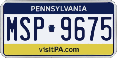 PA license plate MSP9675