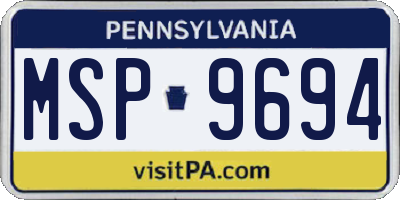 PA license plate MSP9694