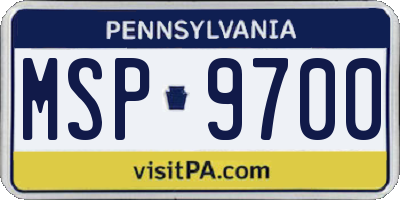 PA license plate MSP9700
