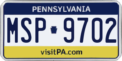 PA license plate MSP9702