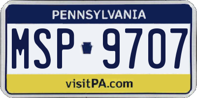 PA license plate MSP9707