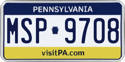 PA license plate MSP9708