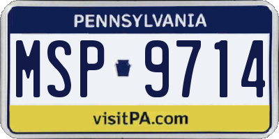 PA license plate MSP9714