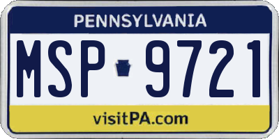 PA license plate MSP9721