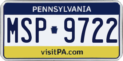 PA license plate MSP9722