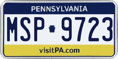 PA license plate MSP9723