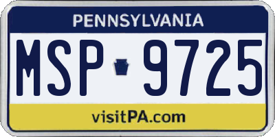 PA license plate MSP9725