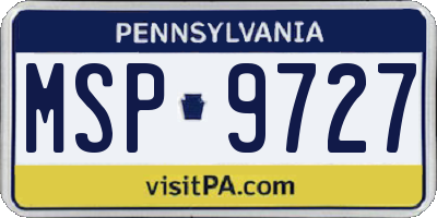 PA license plate MSP9727