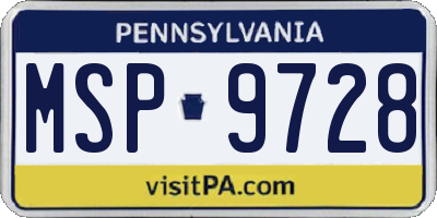PA license plate MSP9728