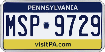 PA license plate MSP9729