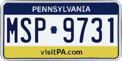 PA license plate MSP9731