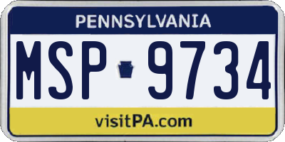 PA license plate MSP9734