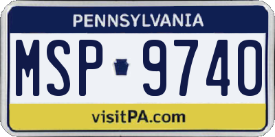 PA license plate MSP9740