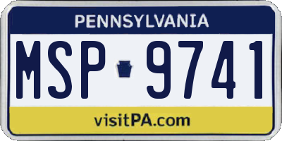 PA license plate MSP9741