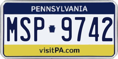 PA license plate MSP9742