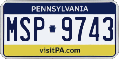PA license plate MSP9743