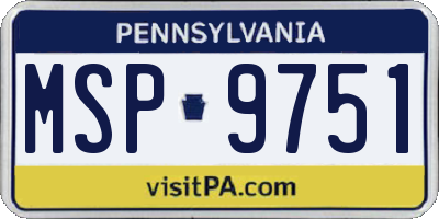 PA license plate MSP9751