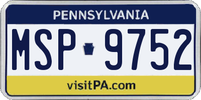 PA license plate MSP9752