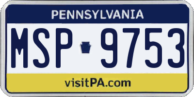 PA license plate MSP9753