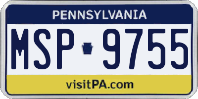 PA license plate MSP9755