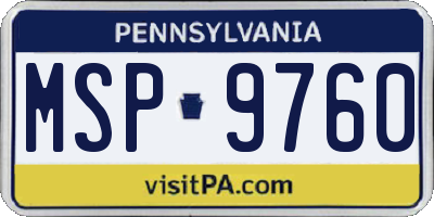 PA license plate MSP9760