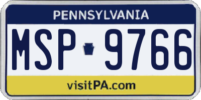 PA license plate MSP9766