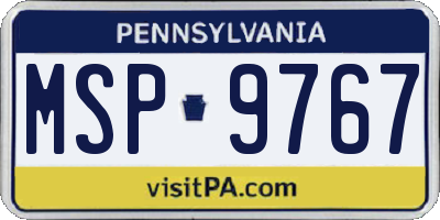 PA license plate MSP9767