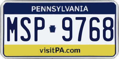 PA license plate MSP9768