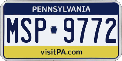 PA license plate MSP9772