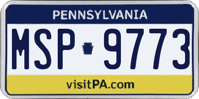 PA license plate MSP9773