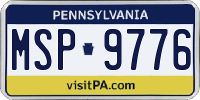 PA license plate MSP9776