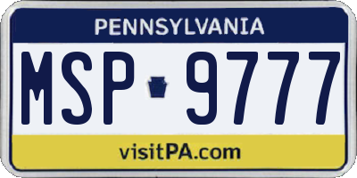 PA license plate MSP9777