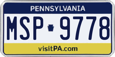 PA license plate MSP9778