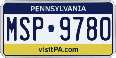 PA license plate MSP9780